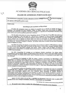 Exame de Admissão ACIPOL – Português (2017)