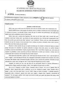 Exame de Admissão ACIPOL – Português (2018)