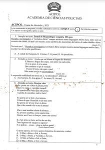 Exame de Admissão ACIPOL – Português (2021)