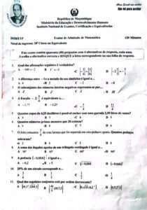 Exame de Admissão ETP – Matemática (2020)