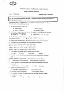 Exame de Admissão ISCISA – Biologia (2019)