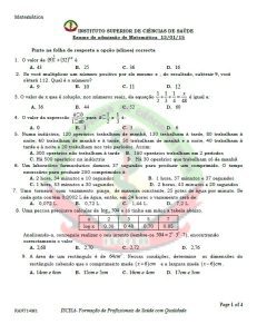 Exame de Admissão ISCISA – Matemática (2015)