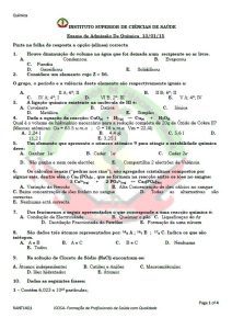 Exame de Admissão ISCISA – Química (2015) | Download PDF