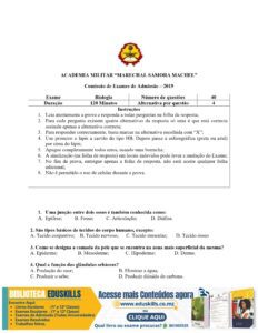 Exame de Admissão AM – Biologia (2019)