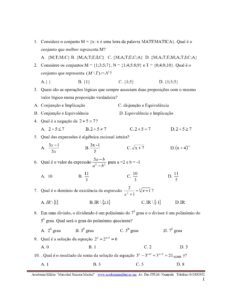 Exame de Admissão AM – Matematica (2018)
