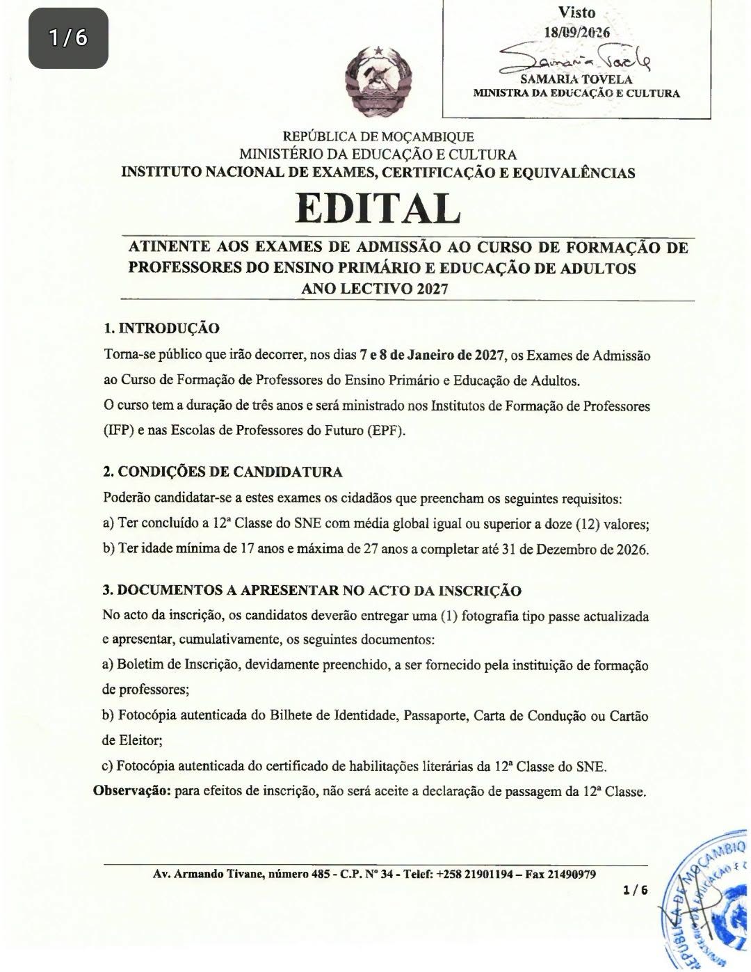 Edital da Instituto de Formação de Professores 2027