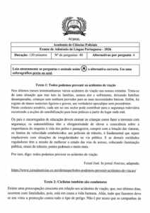 Exame de Admissão ACIPOL – Português (2026)