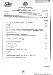 Exame de Matemática 9ª Classe (2025)