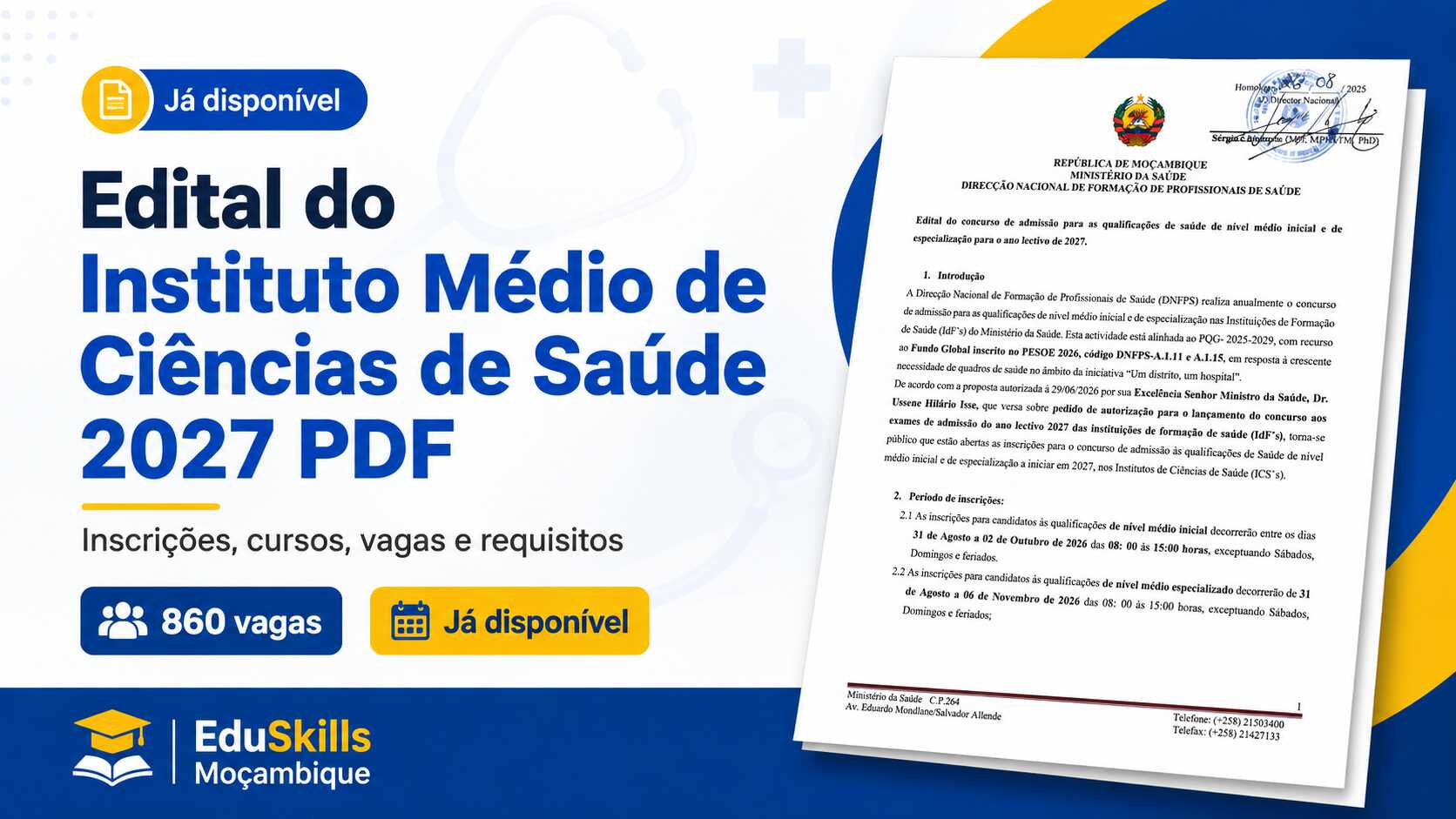 Edital do Instituto Médio de Ciências de Saúde 2027 PDF: Inscrições, Cursos e Vagas
