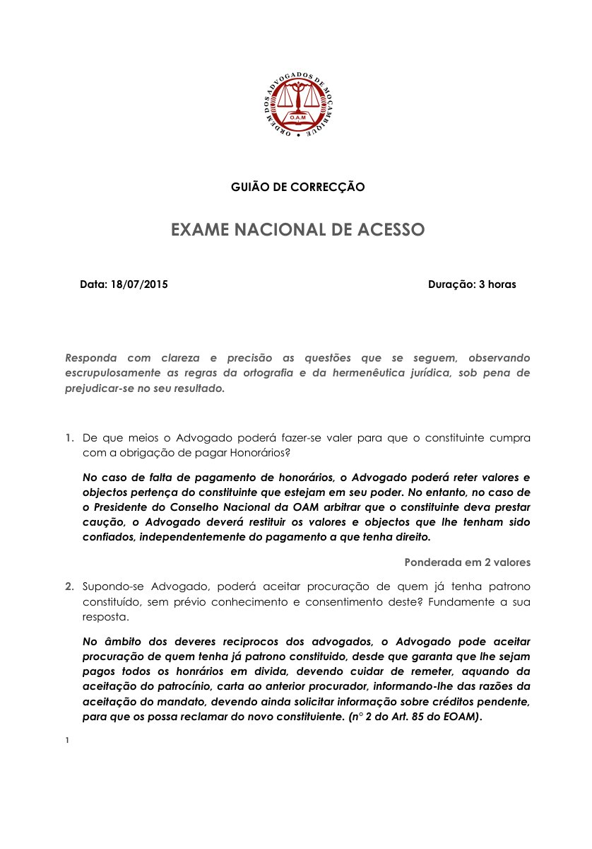 Capa do Exame de Acesso OAM – Advocacia (2015)