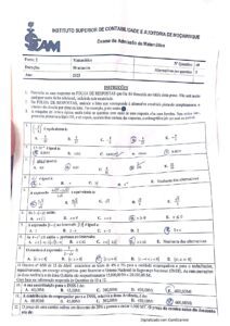 Exame de Admissão ISCAM – Matemática (2023)
