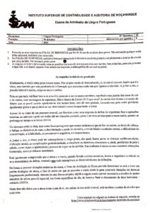 Exame de Admissão ISCAM – Português (2021)