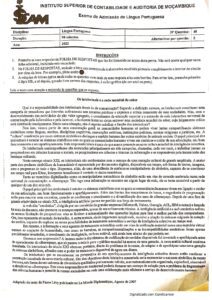 Exame de Admissão ISCAM – Português (2022)