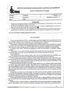 Exame de Admissão ISCAM – Português (2024)