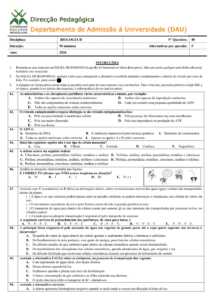 Exame de Admissão UEM – Biologia II (2026)
