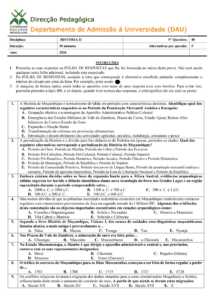 Exame de Admissão UEM – História II (2026)