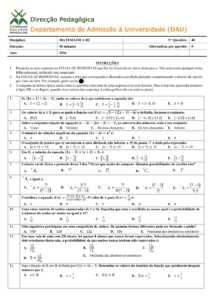 Exame de Admissão UEM – Matemática III (2026)
