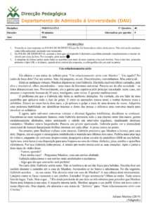Exame de Admissão UEM – Português I (2026)