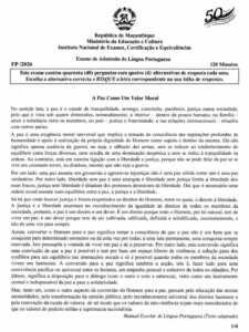 Exame de Admissão IFP – Português (2026)