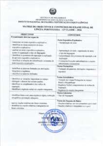 Matrizes de Exames Finais da 12ª Classe (2026)