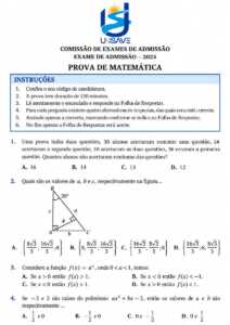 Exame de Admissão UniSave – Matemática (2025)