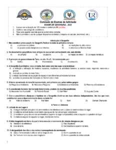 Exame de Admissão UP – Geografia (2022)