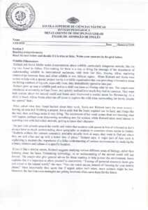 Exame de Admissão Escola Náutica – Inglês (2019)