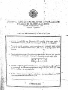 Exame de Admissão UJC – Geografia (2007)