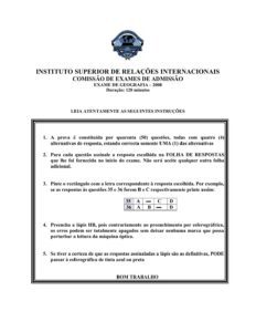 Exame de Admissão UJC – Geografia (2008)