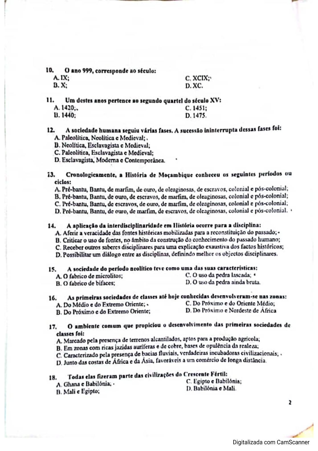 Capa do Exame de Admissão UJC-ISRI – História – Época Normal (2024)