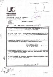 Capa do Exame de Admissão UJC-ISRI – Matemática – Época Normal (2022)