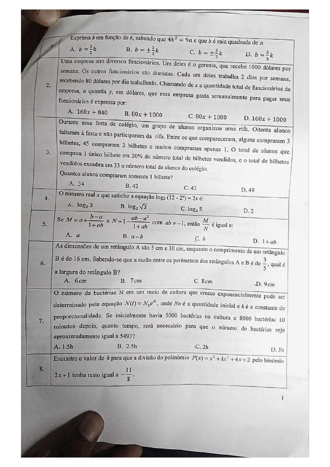Capa do Exame de Admissão UJC-ISRI – Matemática – Época Normal (2024)