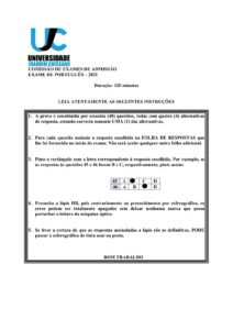 Capa do Exame de Admissão UJC-ISRI – Português – Época Normal (2021)