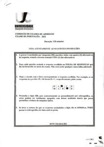 Capa do Exame de Admissão UJC-ISRI – Português – Época Normal (2022)