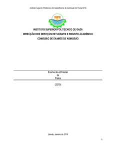 Exame de Admissão ISPG – Física (2019)