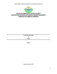 Exame de Admissão ISPG – Física (2020)