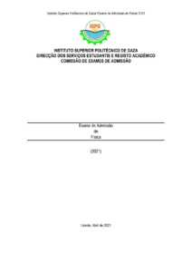 Exame de Admissão ISPG – Física (2021)
