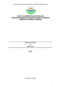 Exame de Admissão ISPG – Matemática (2020)