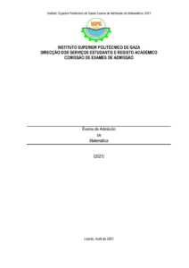 Exame de Admissão ISPG – Matemática (2021)