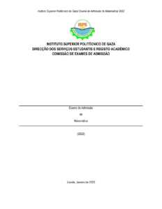 Exame de Admissão ISPG – Matemática (2022)