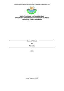 Exame de Admissão ISPG – Matemática (2025)