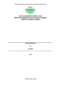 Exame de Admissão ISPG – Português (2025)